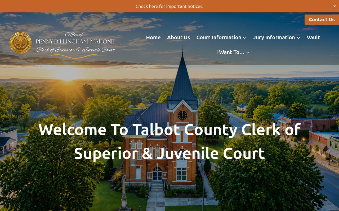 Talbot County warrant search case and calendar landing page