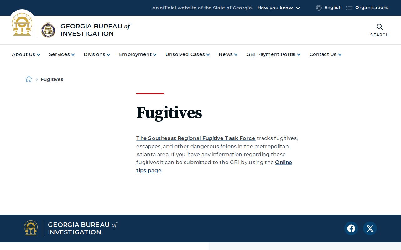 Talbot County most wanted warrant program boundaries on the official GBI fugitive page