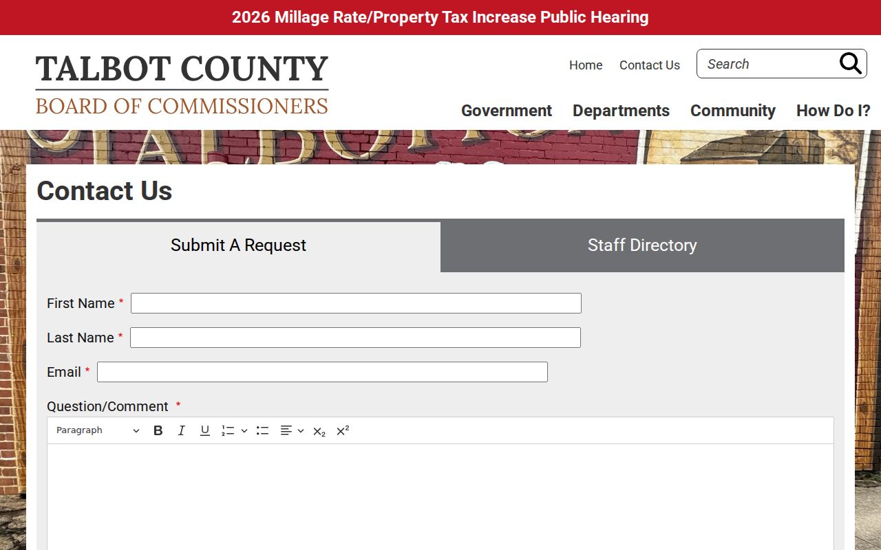 Talbot County warrant records Sheriff Annex directory